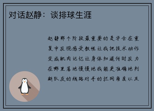 对话赵静：谈排球生涯