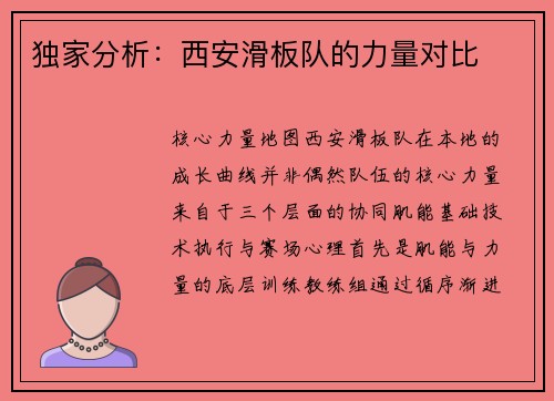 独家分析：西安滑板队的力量对比